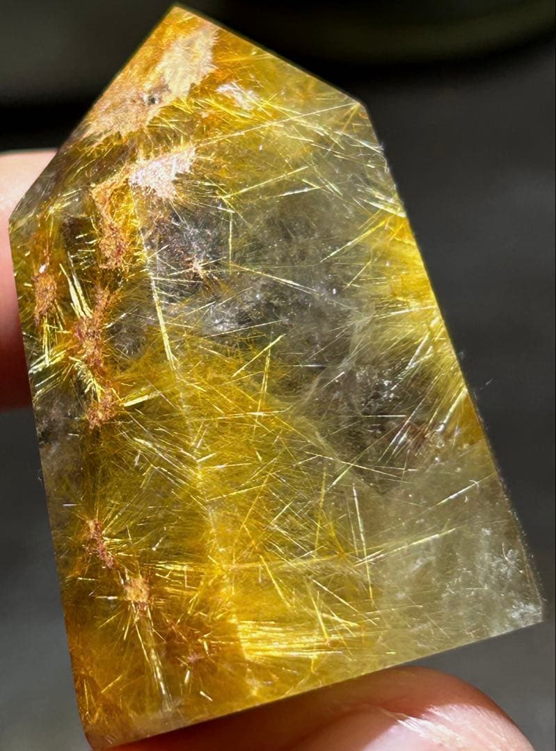 ☆ Nori！帝王秘宝！フラワー　ゴールド　ガーデン　ルチル　原石　六角柱