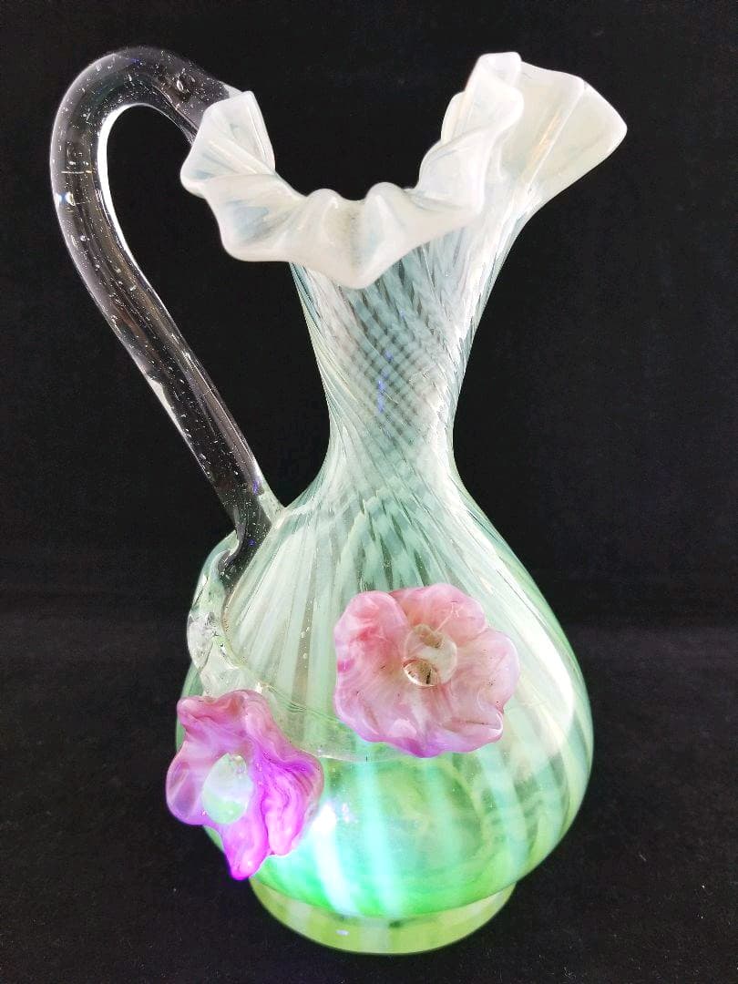 西洋アンティーク　ヴァセリンガラス　花瓶