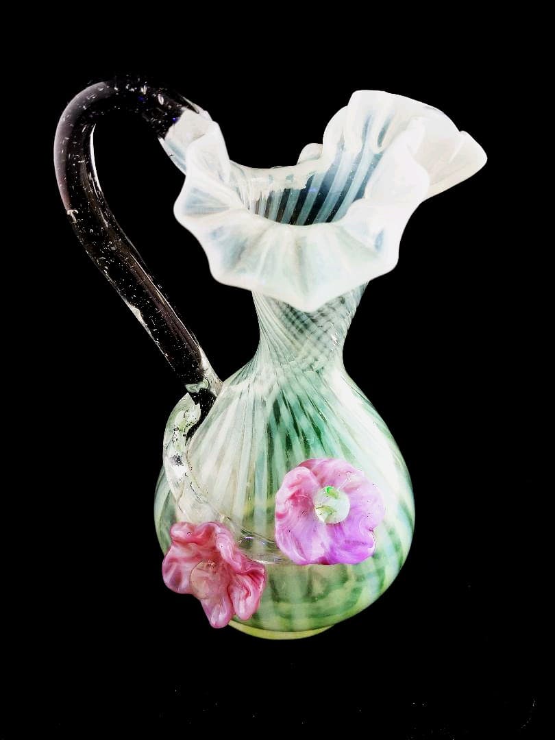 西洋アンティーク　ヴァセリンガラス　花瓶