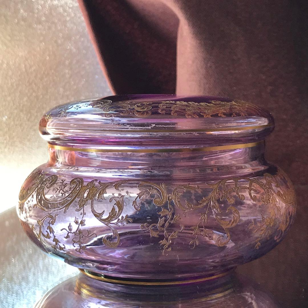 希少♡オールドサンルイSt Louisボンボニエール菓子器☆金彩装飾☆100年前