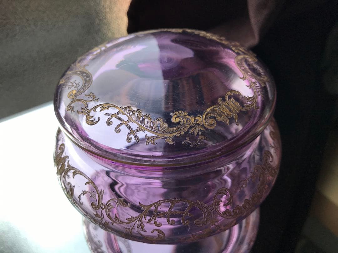 希少♡オールドサンルイSt Louisボンボニエール菓子器☆金彩装飾☆100年前