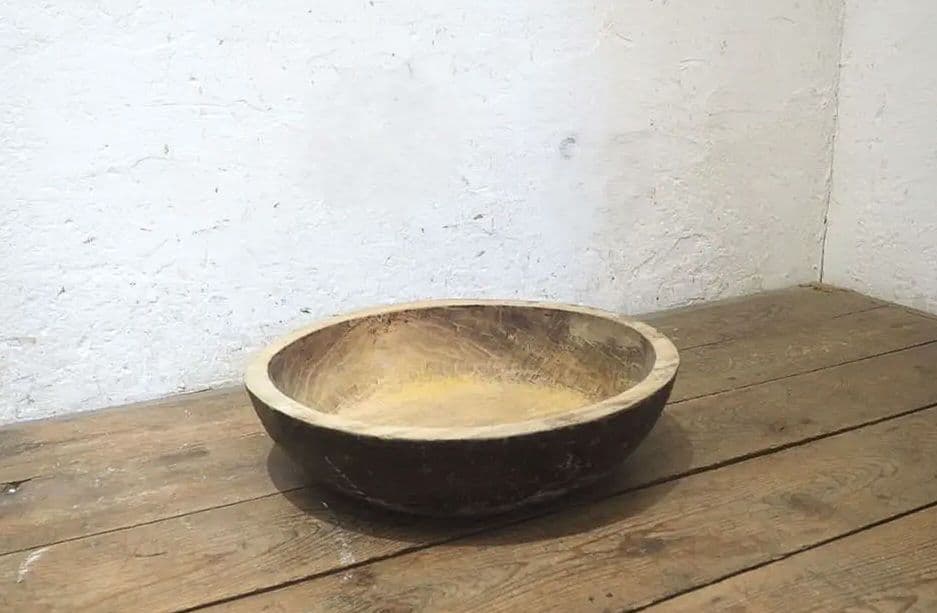 1348 W47cm レトロなこね鉢　捏ね鉢　蕎麦打ち　うどん　古道具　木皿