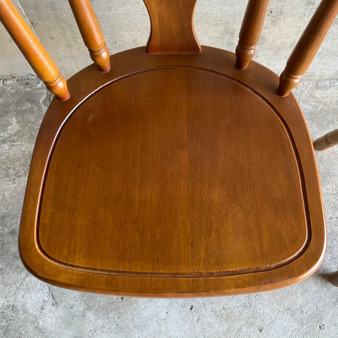 ウィンザーチェア 椅子 リビング ダイニング 2脚 座布団付 木製 家具 レトロ