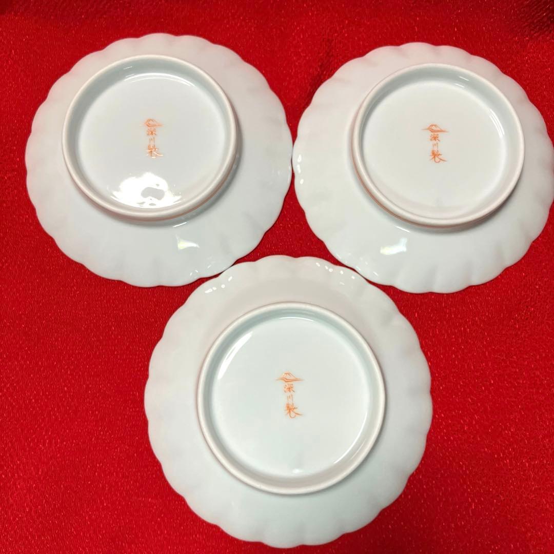 深川製磁　花ひょうたん菊割鉢と六瓢松竹梅銘々皿のセット　4点セット