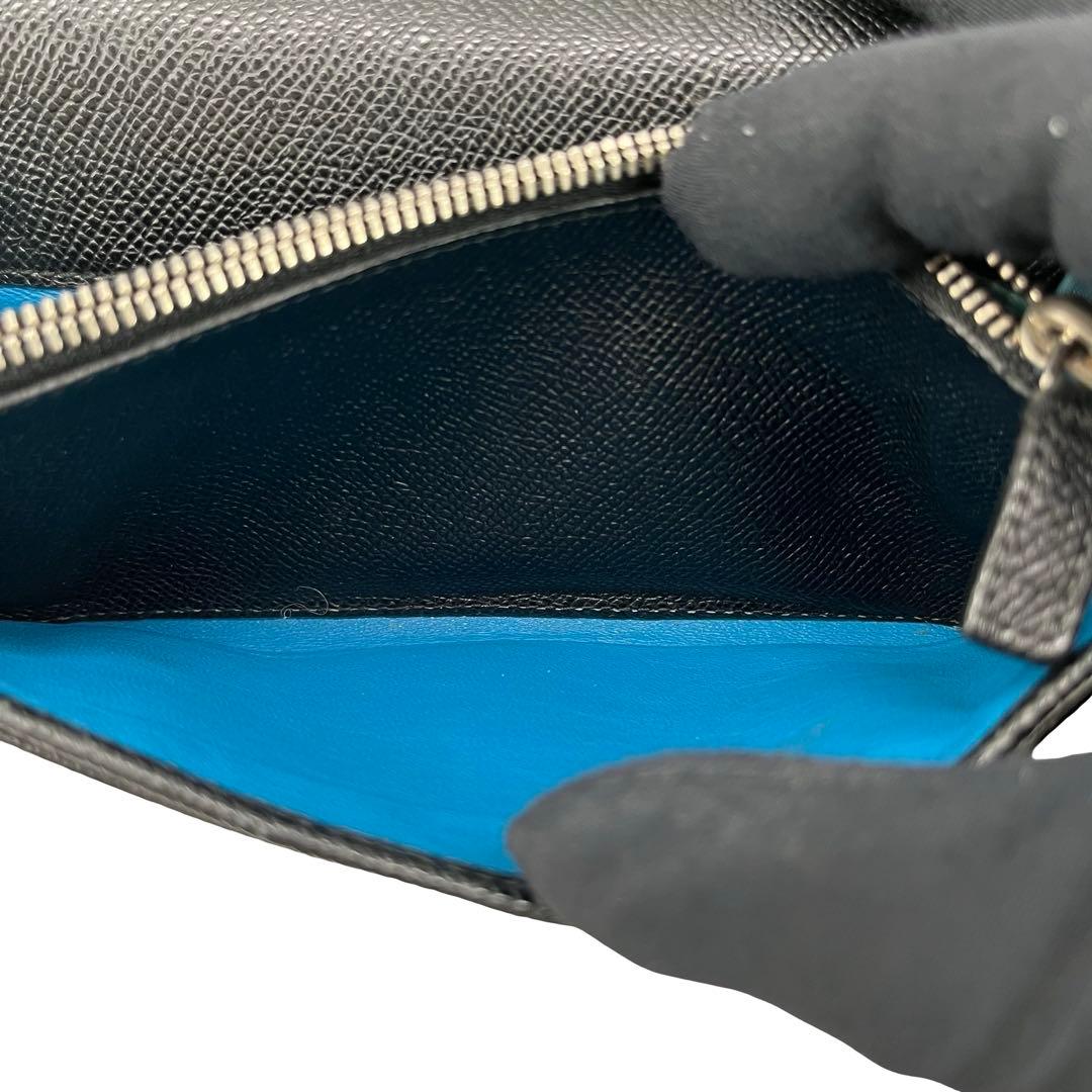 希少✨ブルガリ 長財布 ロゴクリップ グレインレザー ブラック バイカラー