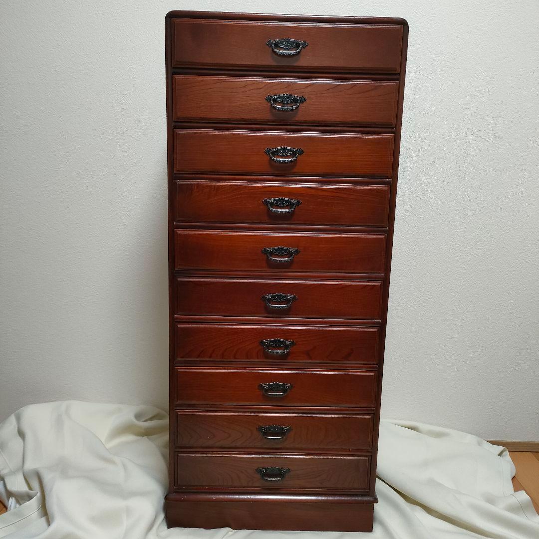 民芸家具 10段チェスト 木製 多段 引き出し 箪笥 収納 和モダン 昭和レトロ