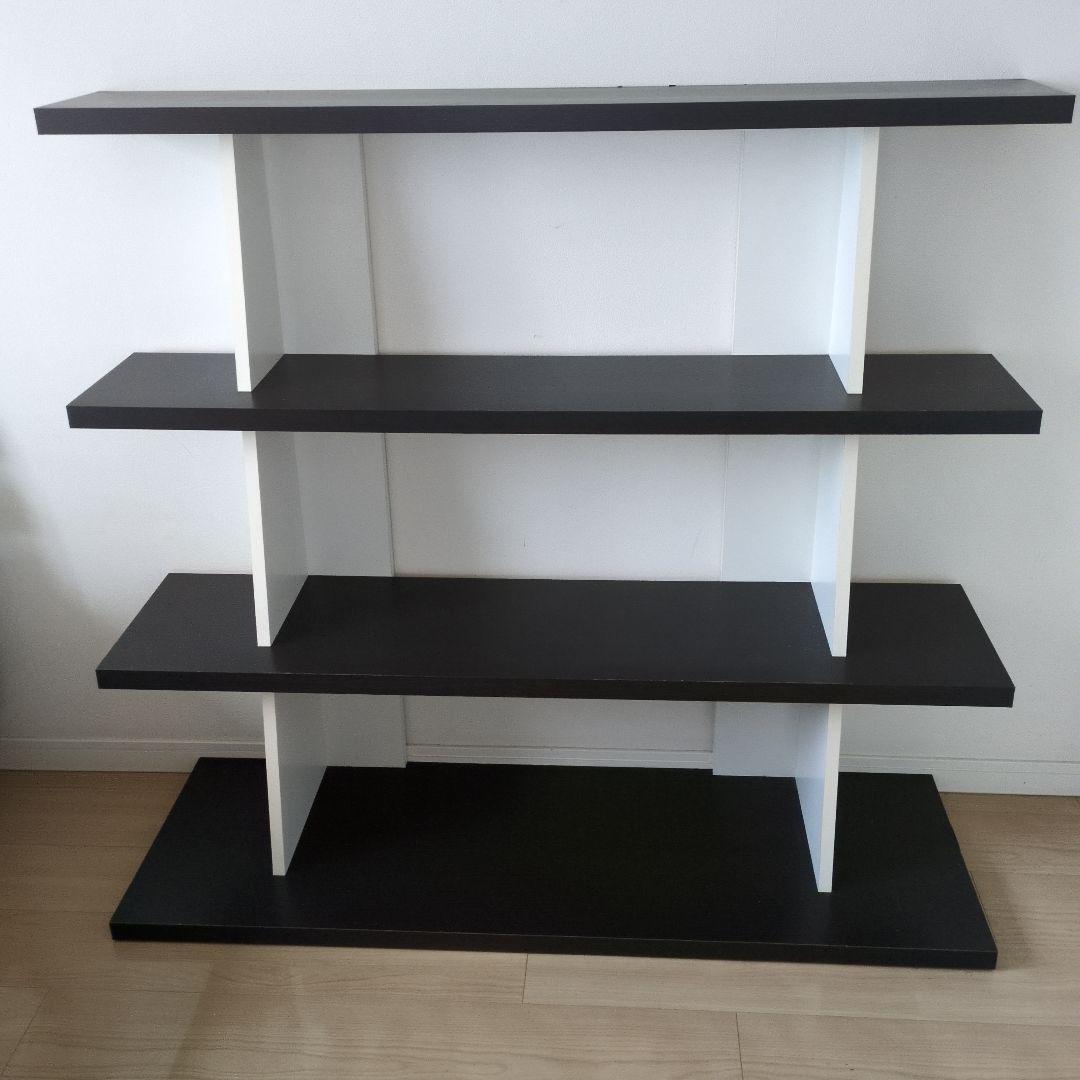 木製ラック 4段 ブラック＆ホワイト