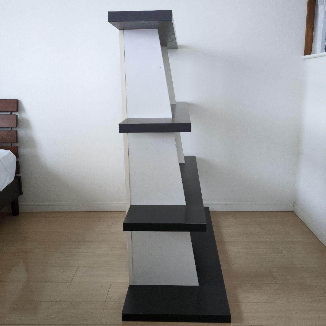 木製ラック 4段 ブラック＆ホワイト