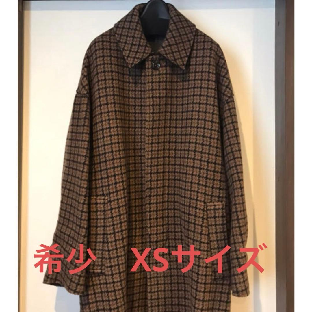 ブラウン チェック ステンカラーコート yoke xs