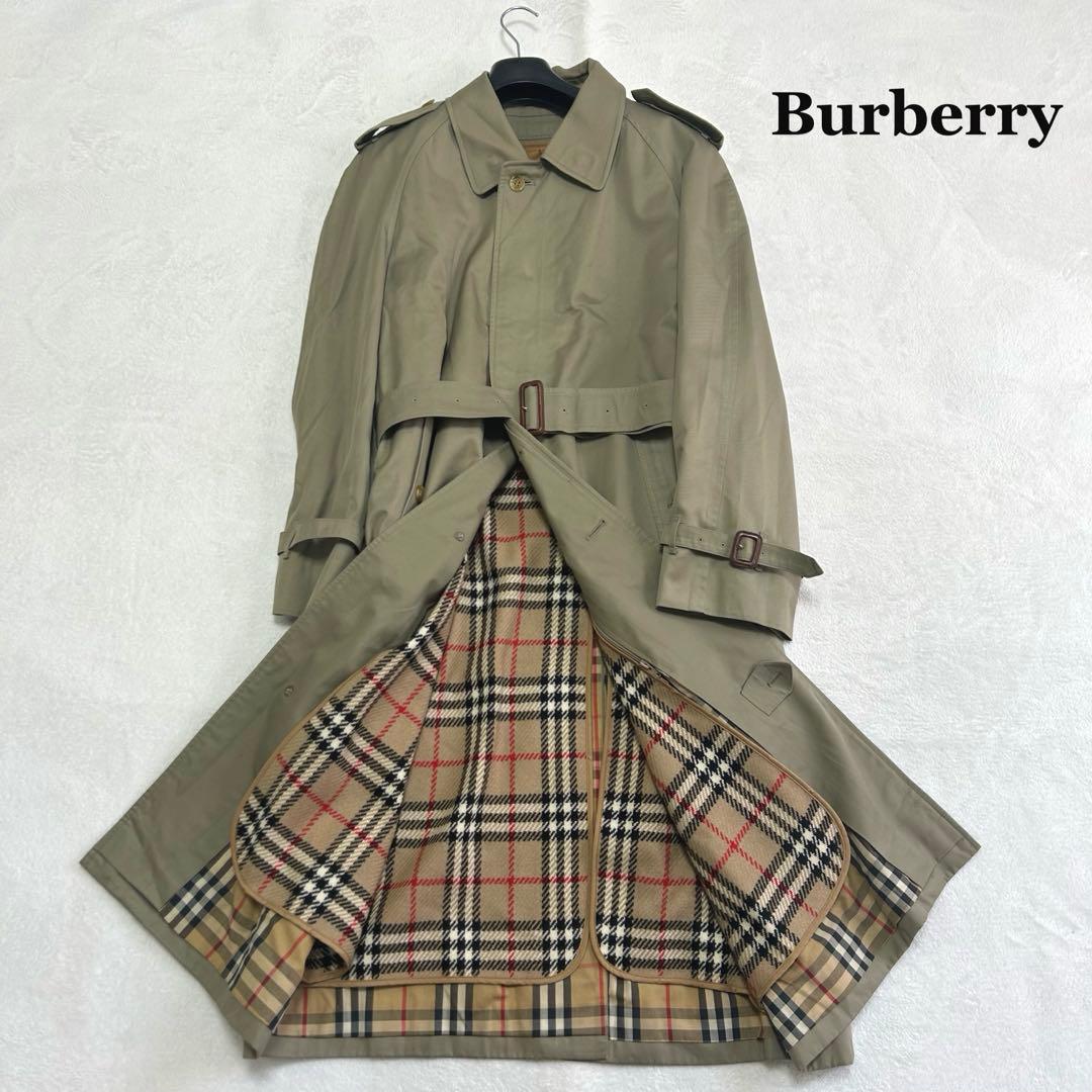 美品　着丈114 バーバリー　メンズ　ライナー付ベルト　比翼ロングトレンチコート