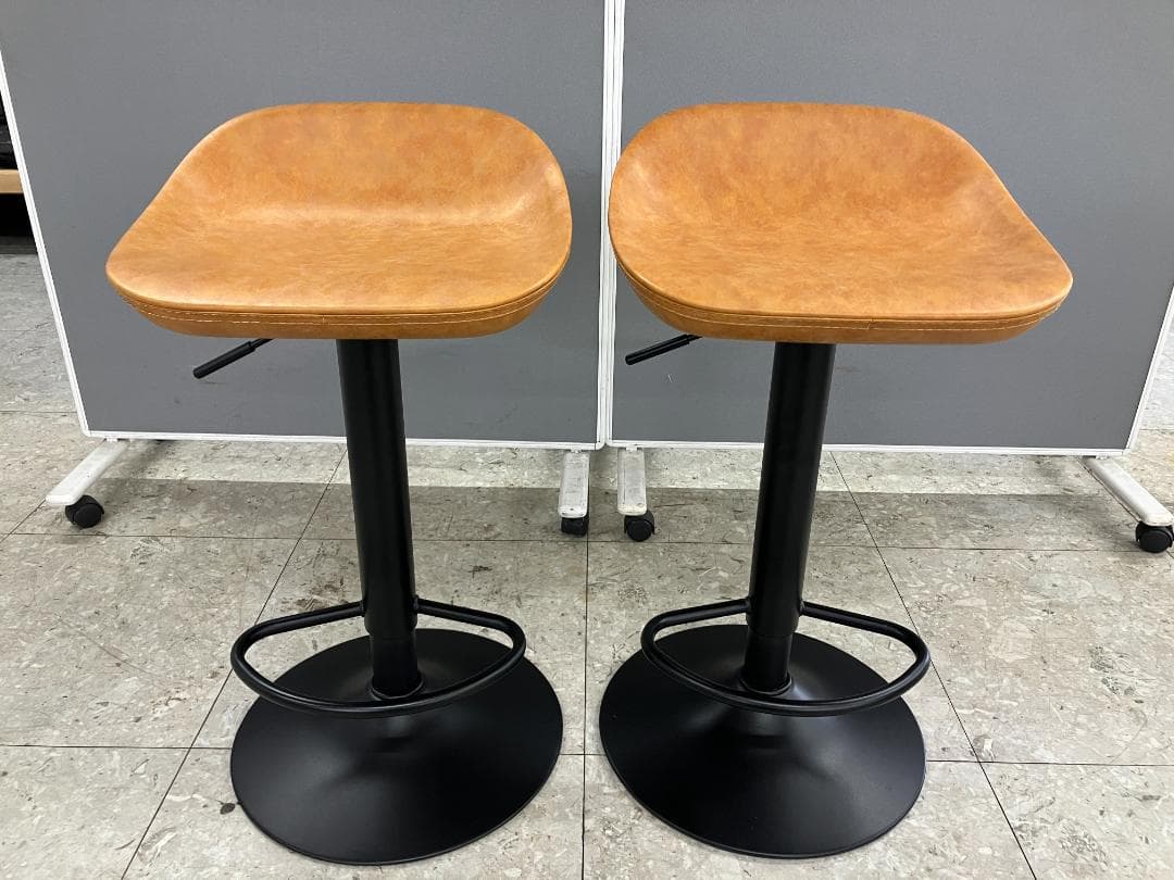 カウンターテーブルセット イス×2 ブラウン