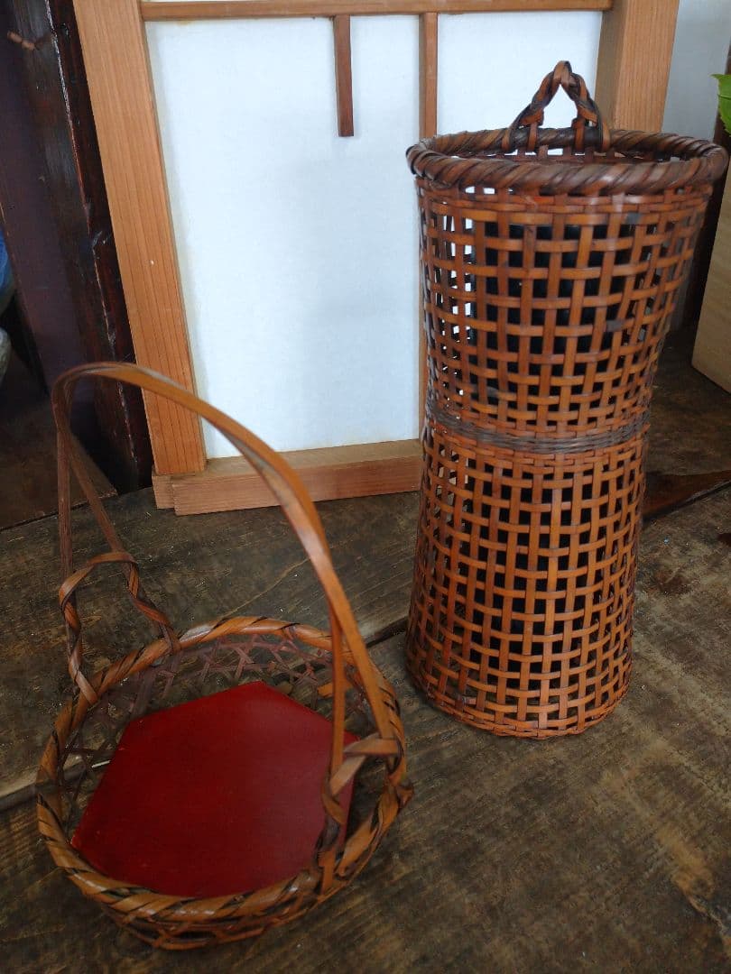 公長齋 小菅 竹 花入れ 菓子器.