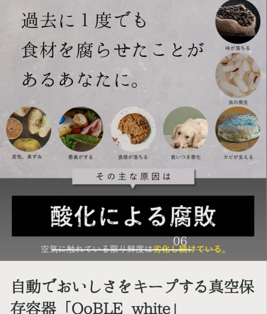 新品　未開封　13L OobLE 真空保存容器　米びつ ノーマルサイズ　ホワイト
