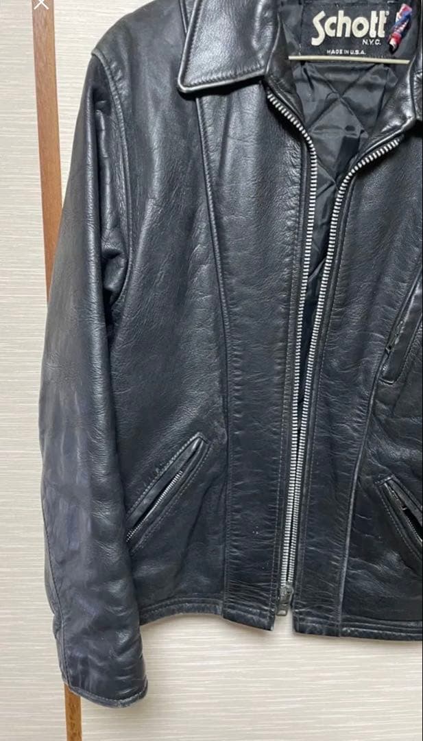 Schott ブラックレザーシングルライダースジャケット