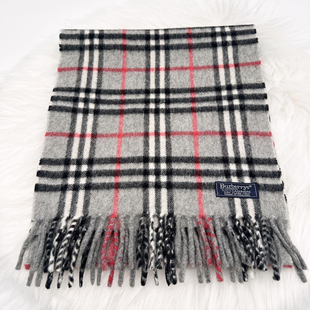 極美品✨ バーバリーロンドン マフラー カシミア100 ノバチェック グレー