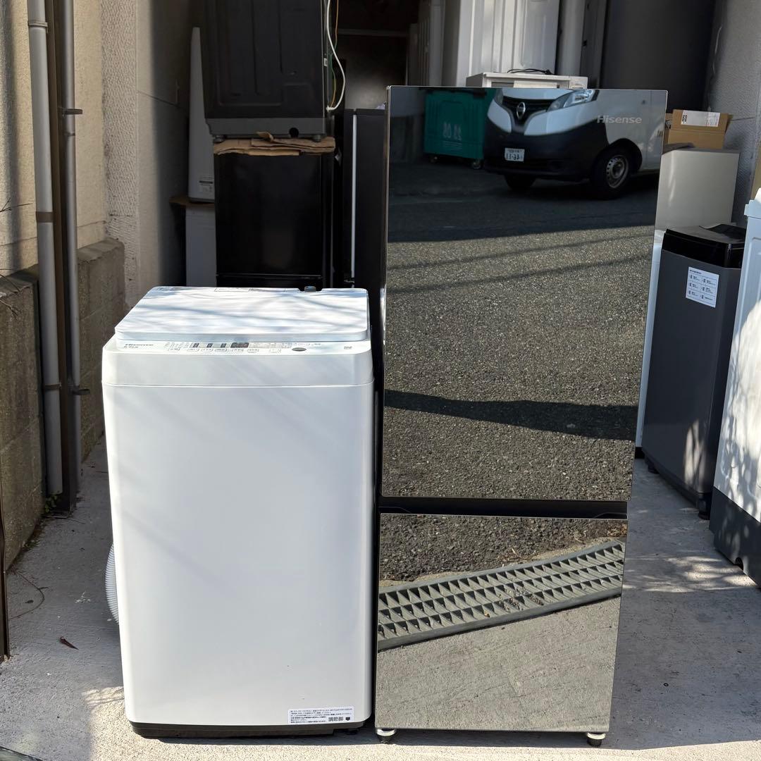 ハイセンス2023年冷蔵庫洗濯機セット　一人暮らしセット　分解洗浄済み