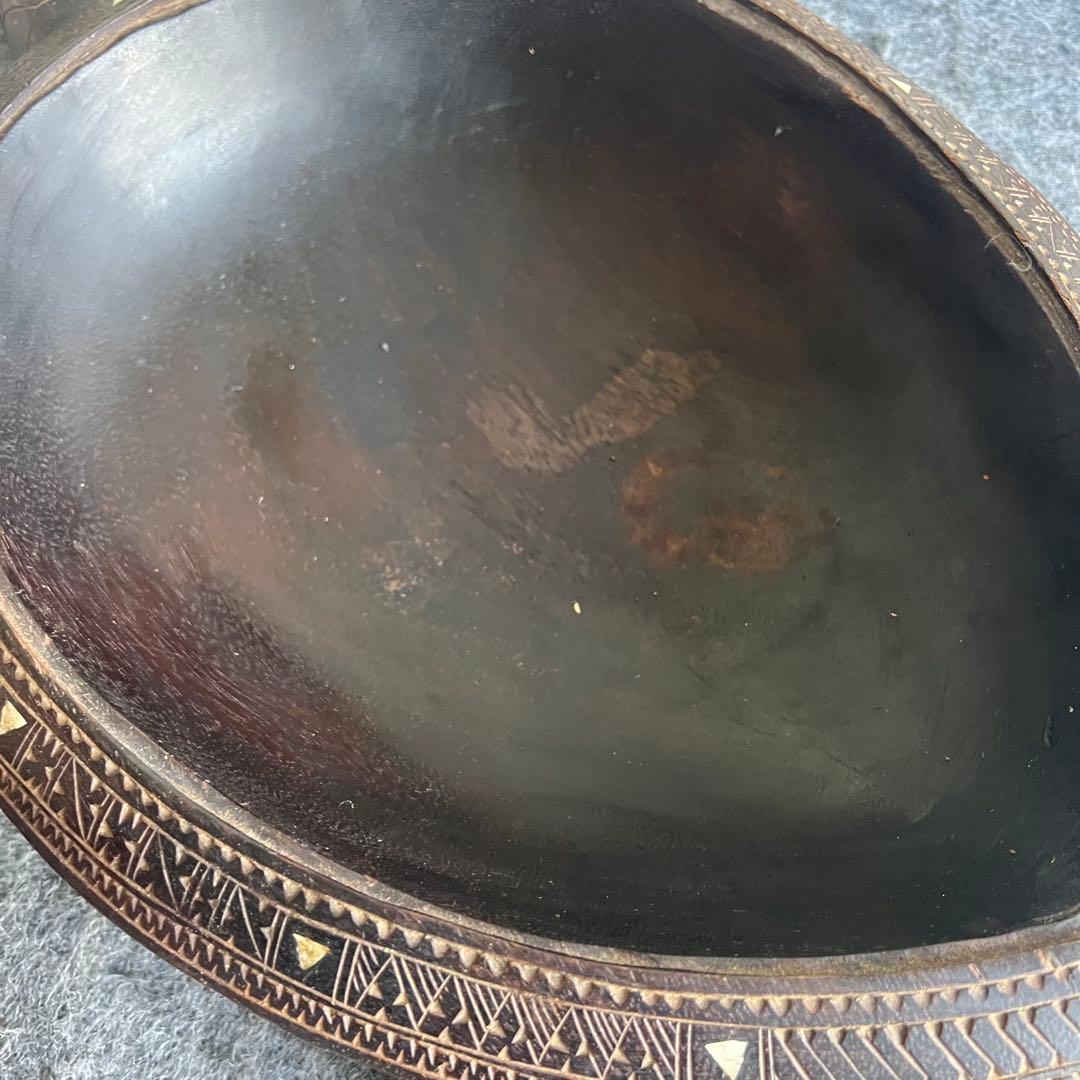 IG68 希少品✨ 亀 木製 小物入れ 縁起物 インテリア 2段 甲羅 レア