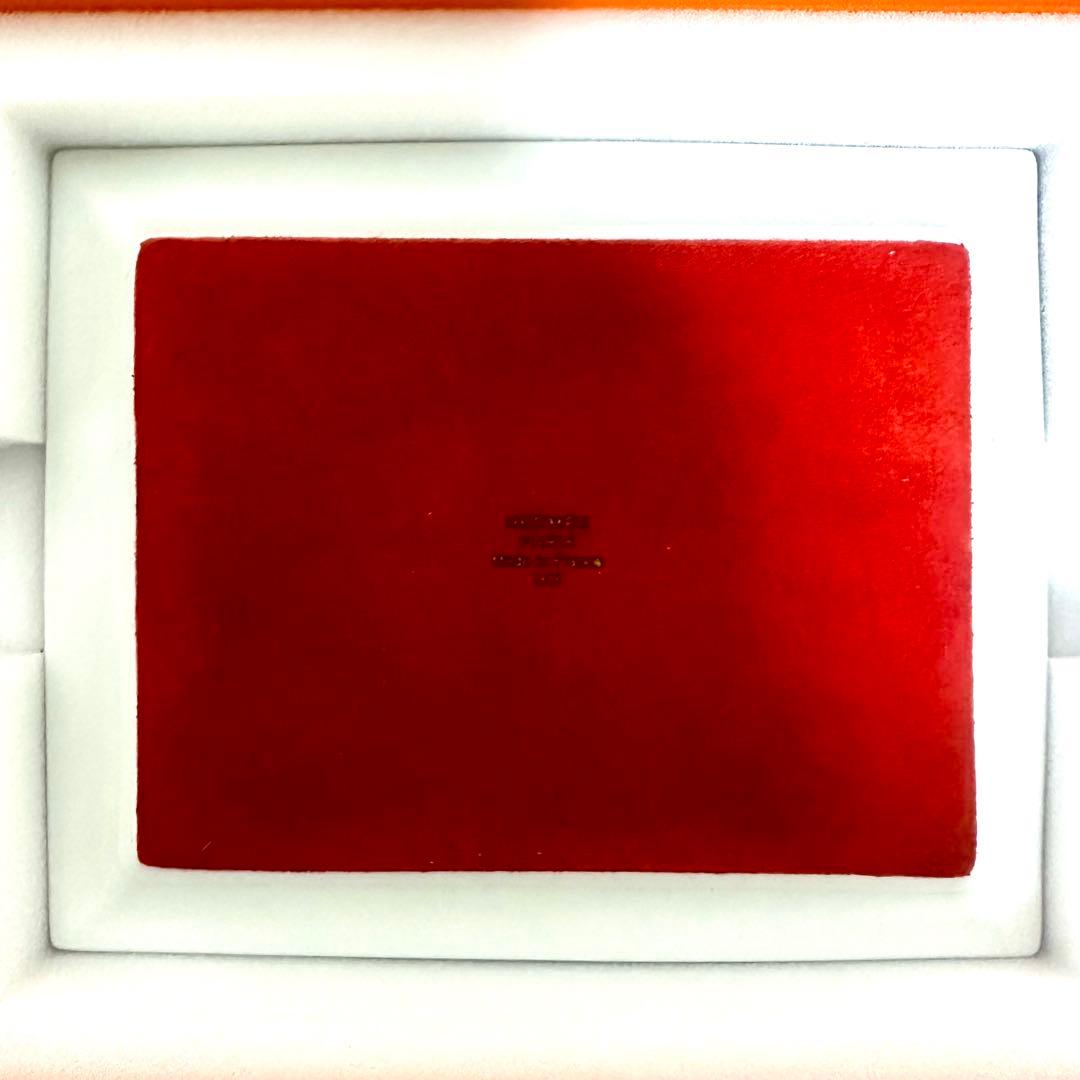HERMES Sellierセリエ 赤 トレイ 小物入れ 灰皿 陶器 箱　即決◎
