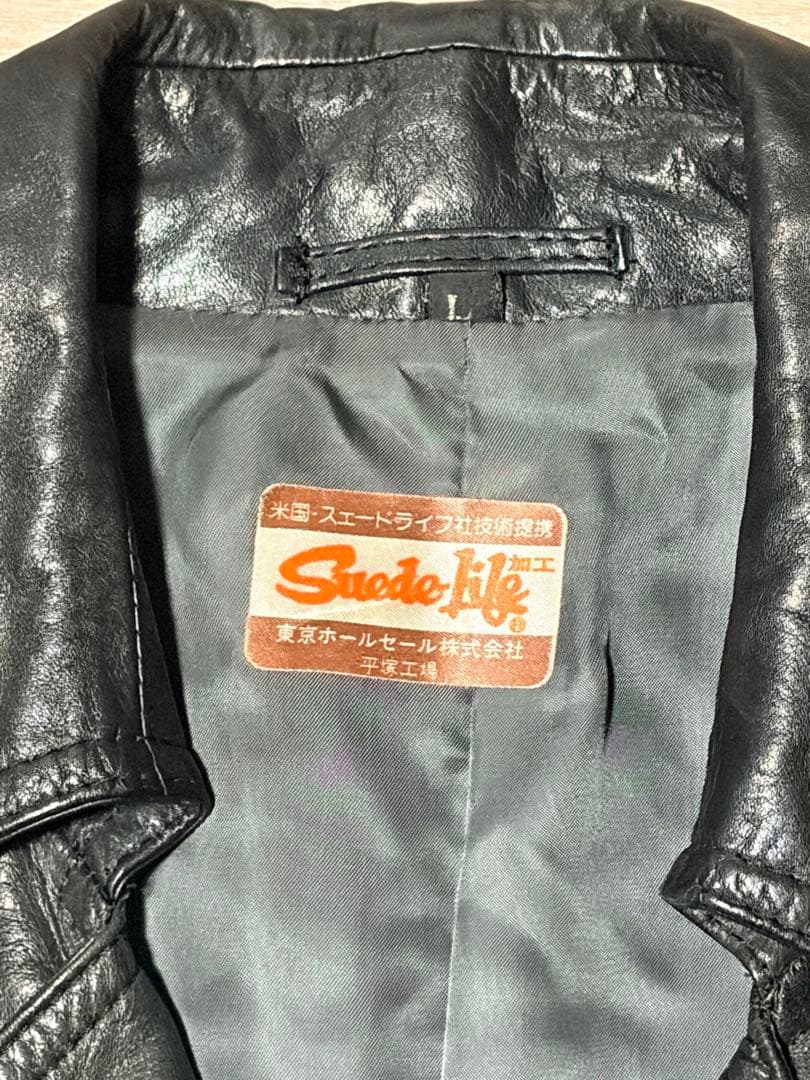 古着 ヴィンテージ レザートレンチコート 本革 黒 ロング丈 マキシ丈