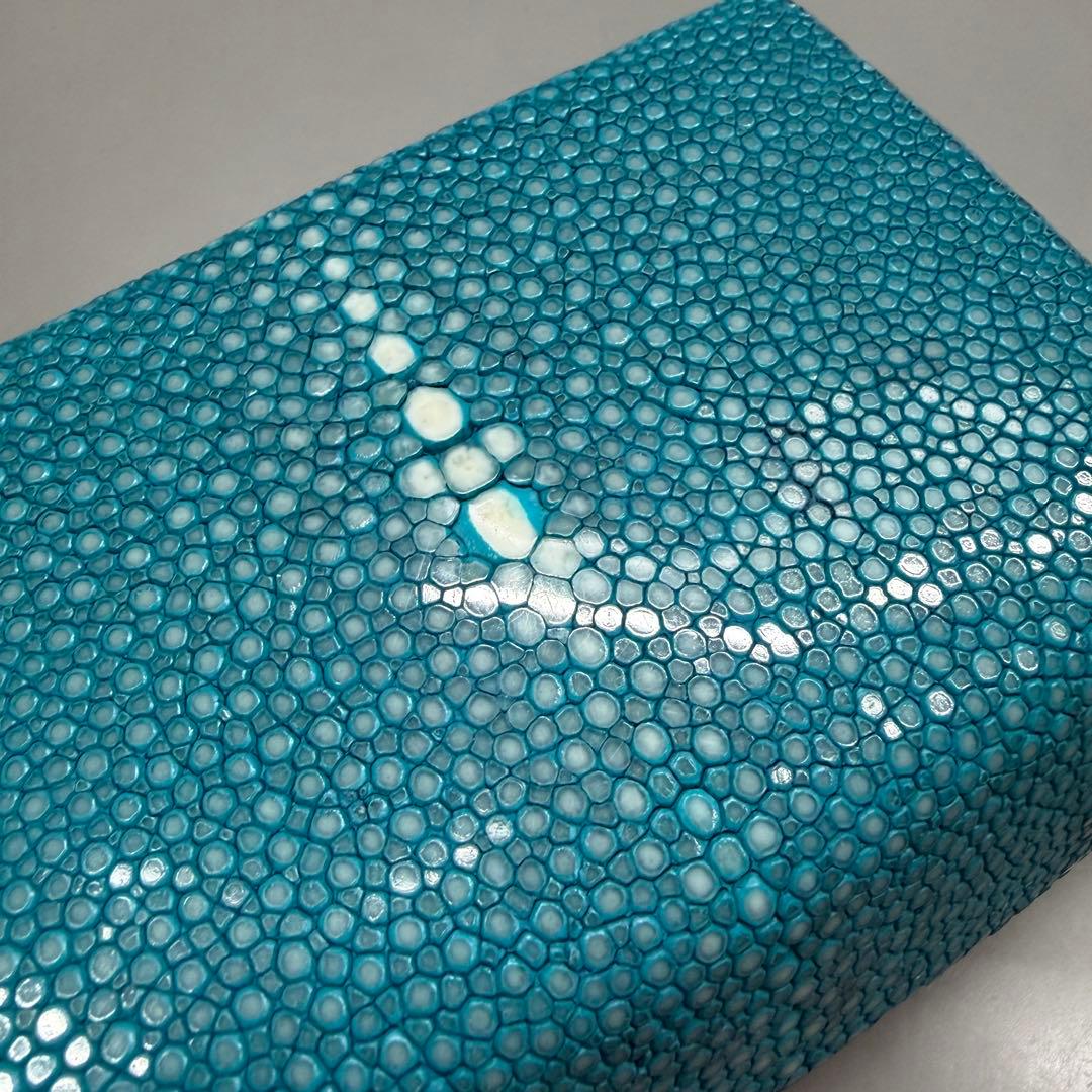 スティングレイ 二つ折り財布 ターコイズ 一枚革 メンズ レディース エイ革