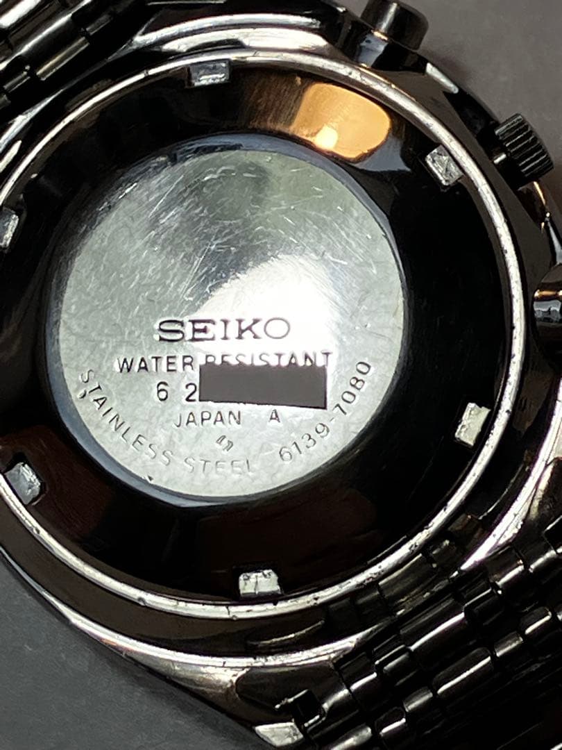 SEIKO 1つ目クロノグラフ　6139－7080紺文字盤　76年製オリジナル