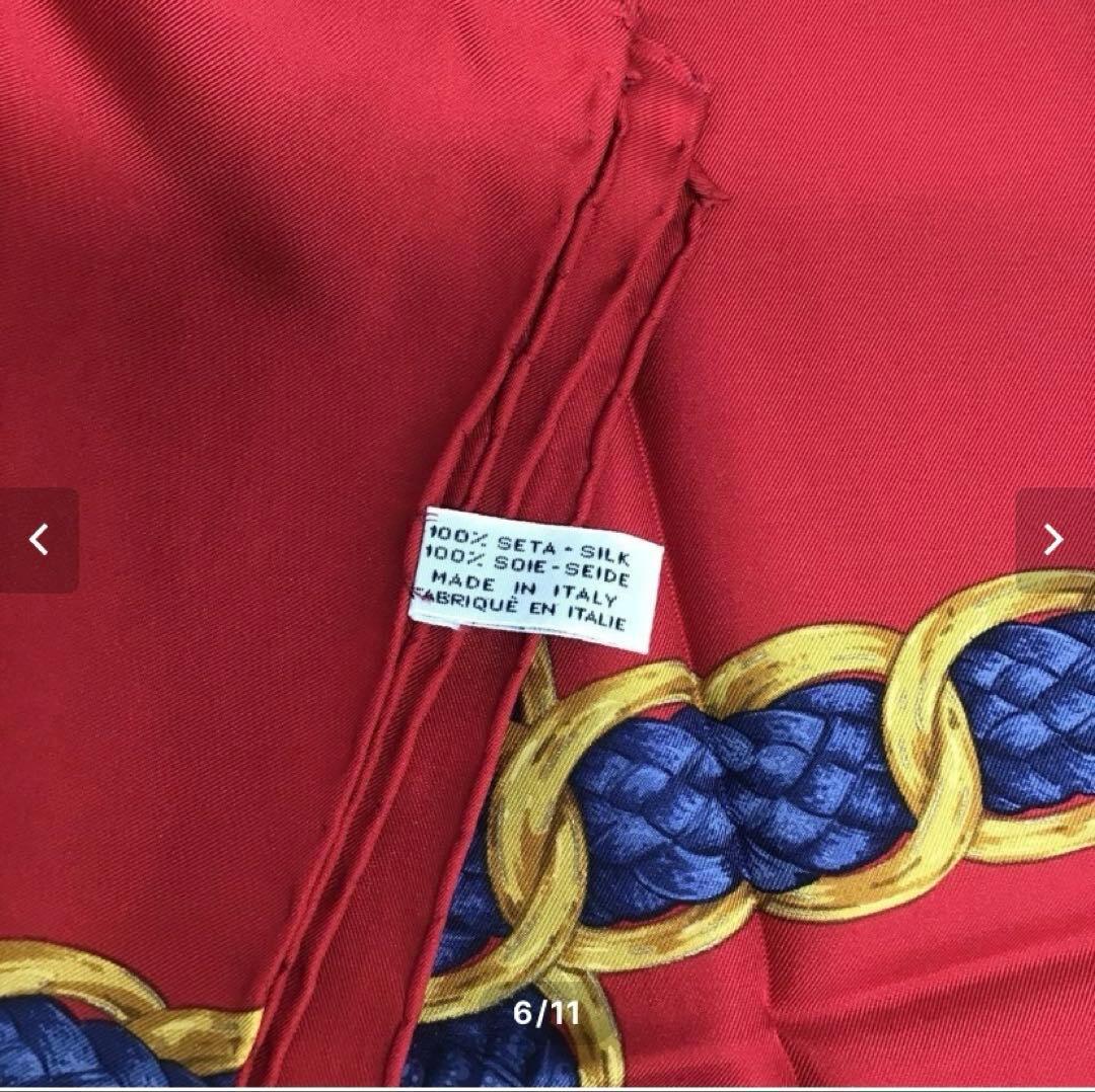 シャネル　CHANEL シルク　スカーフ　赤　チェーン柄　ベルト　新品　箱付き