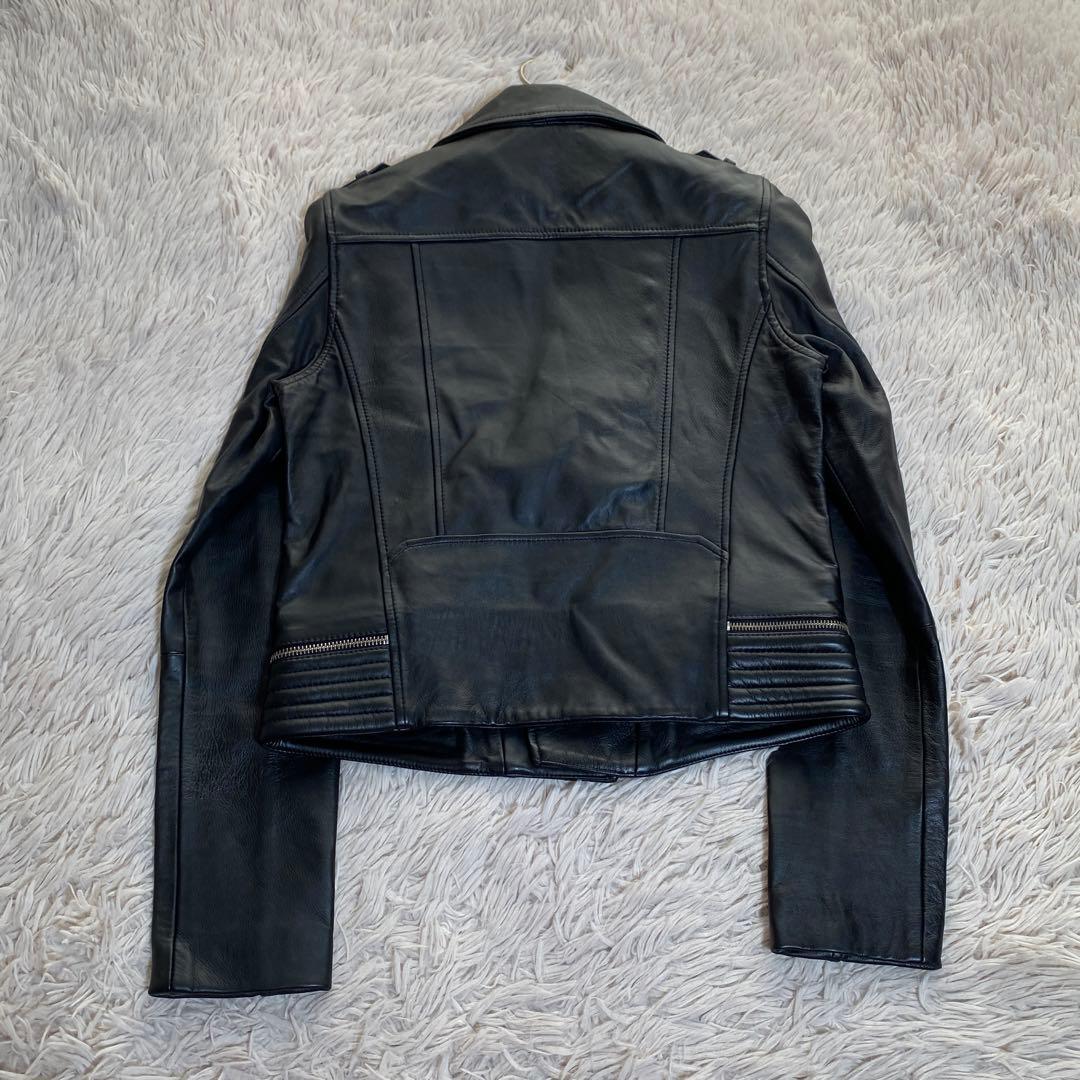 未使用級♡maje ラムレザー ダブルライダースジャケット シープスキン