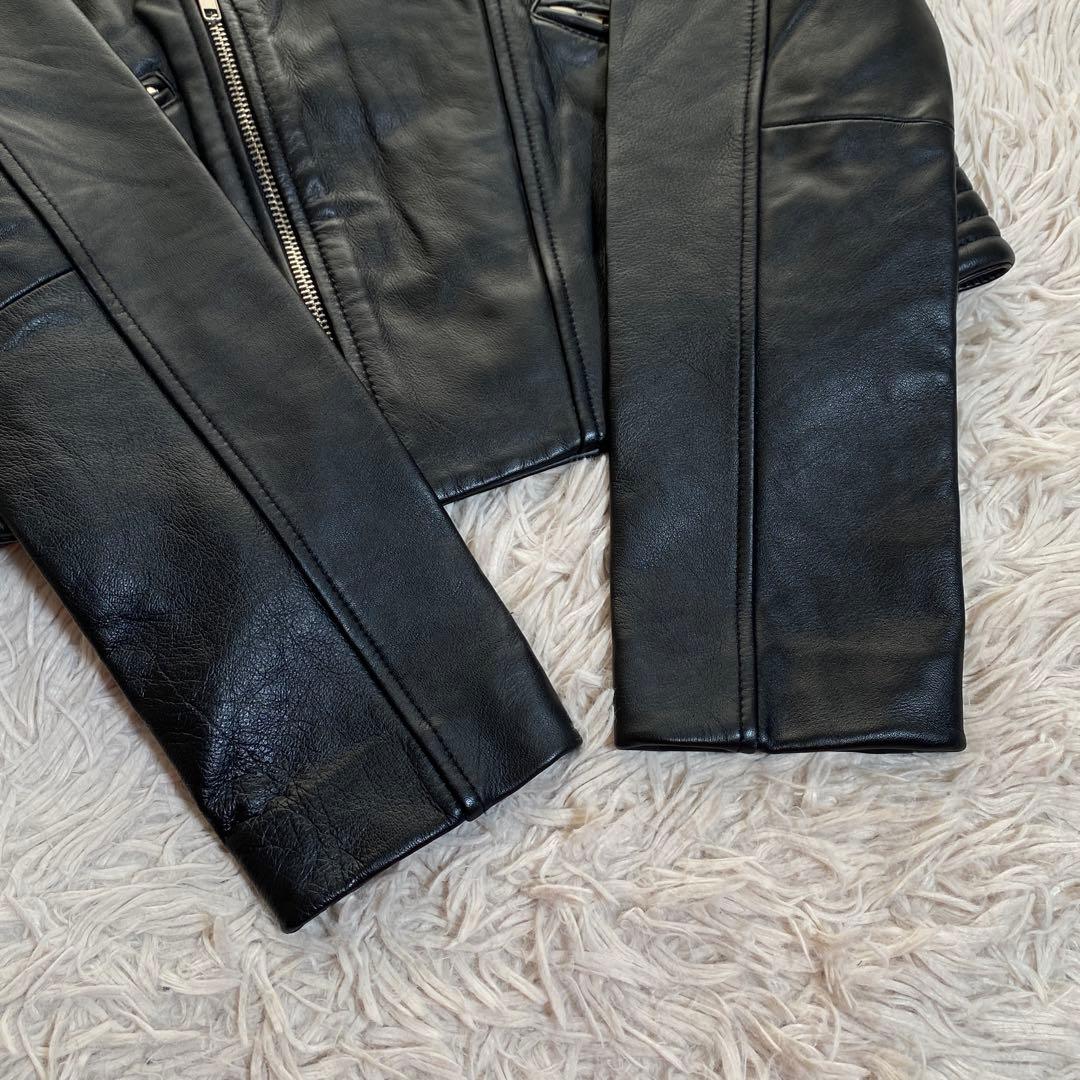 未使用級♡maje ラムレザー ダブルライダースジャケット シープスキン