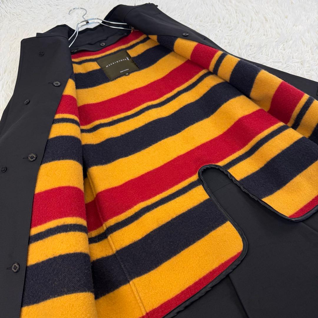 マッキントッシュ ゴム引きコート ウールライナー ステンカラーコート 黒 38