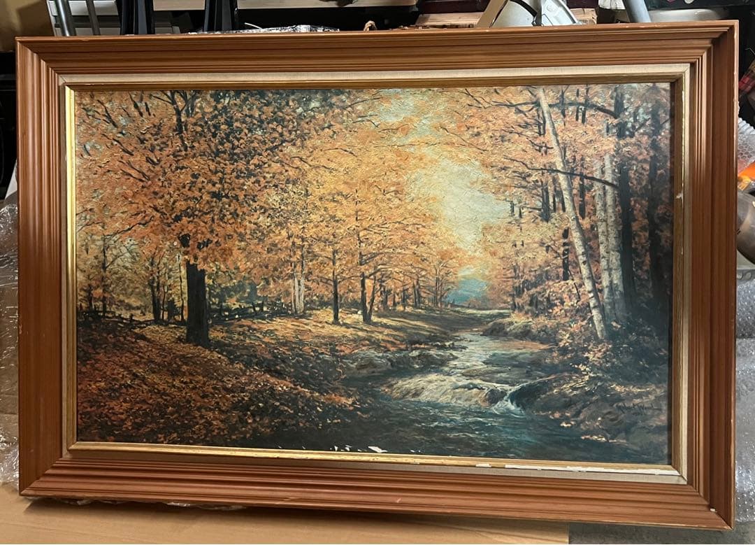 絵画 油絵 ロバートウッド 秋の風景