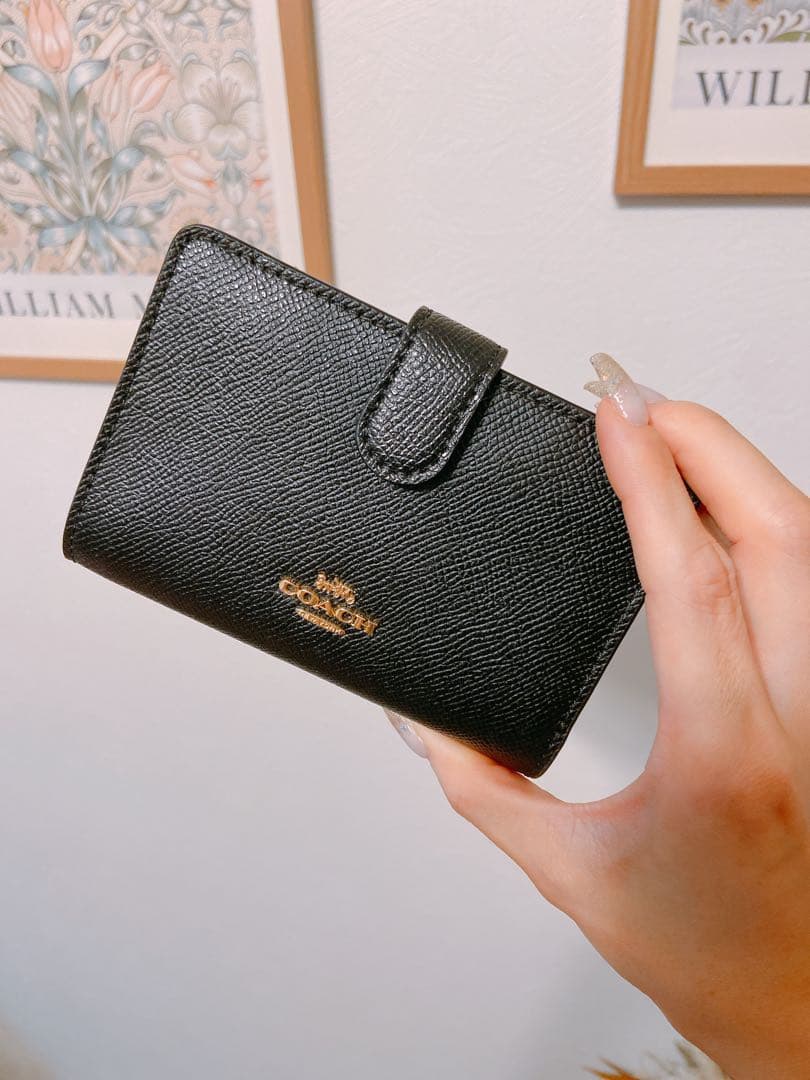 コーチ　財布　黒　ブラック　二つ折り財布