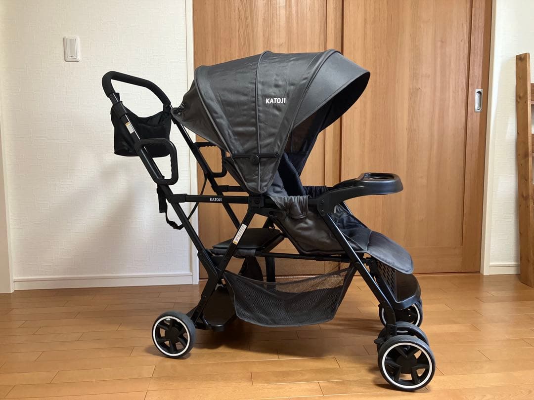 【2人乗りベビーカー】KATOJI カトージ 2人でゴー　3点セット(グレー)