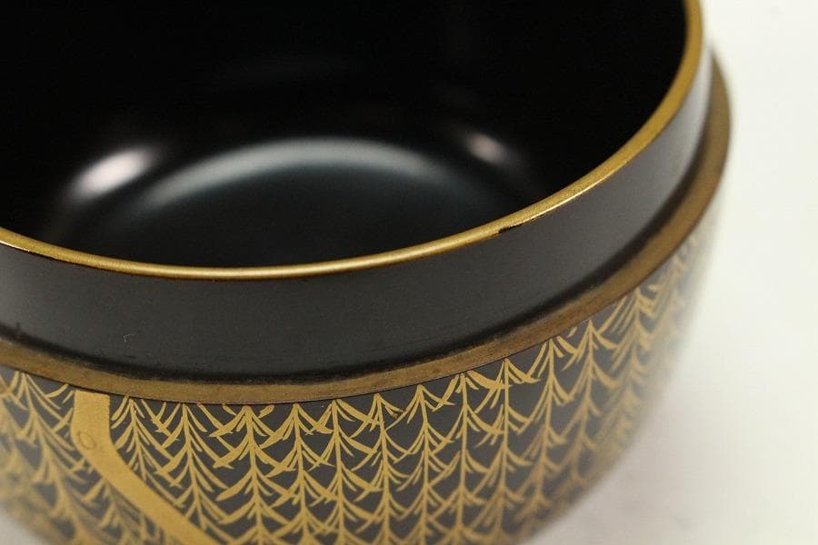 茶道具 時代 柳蒔絵 平棗(K-A650)