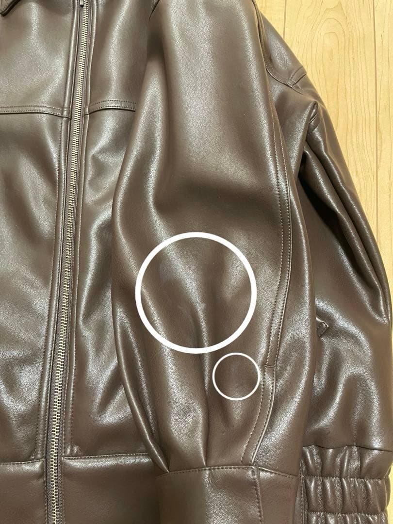 クルーレcrewreフェイクレザージップブルゾン ダークブラウン2