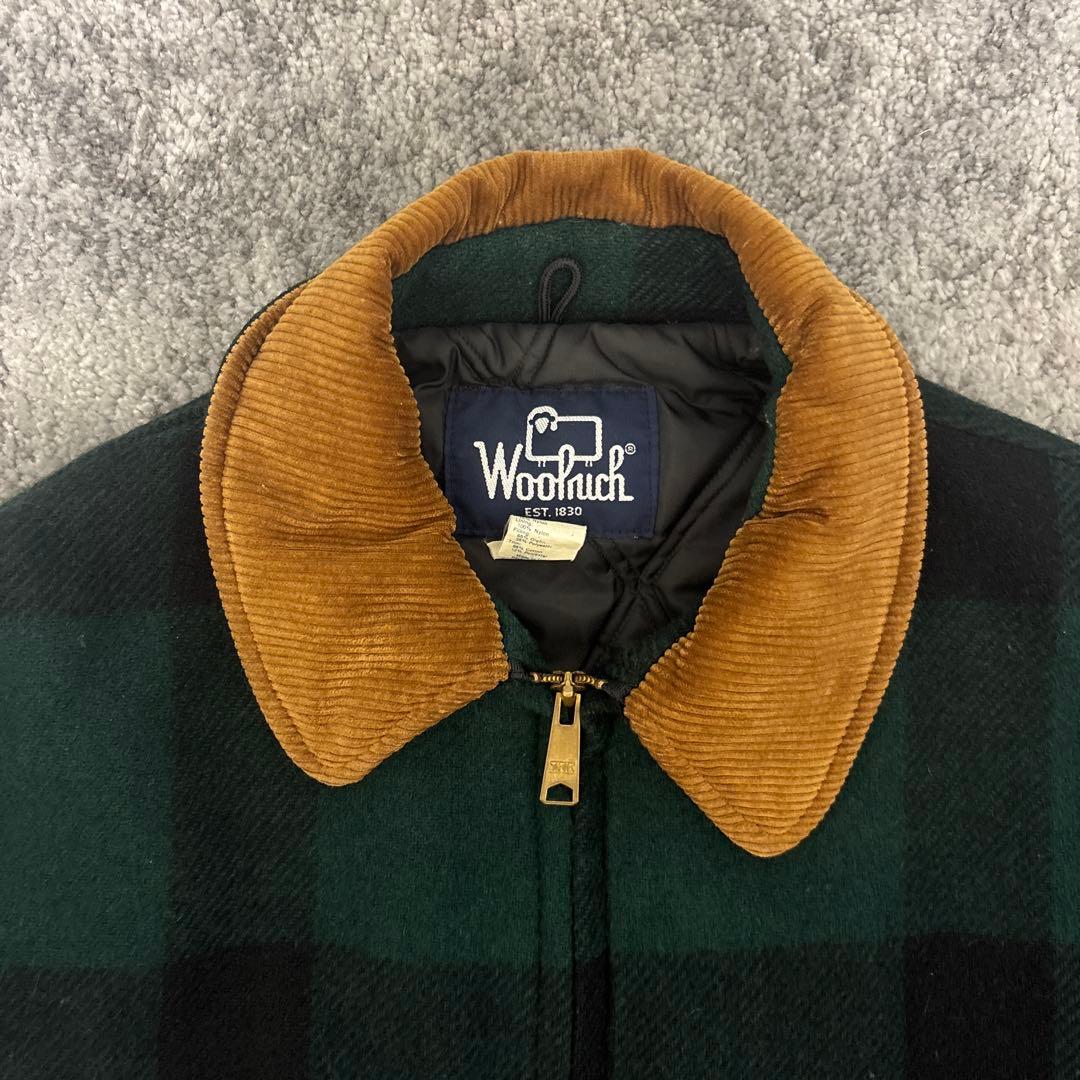 Woolrich ウールジャケット 襟コーデュロイ チェック usa製 80s