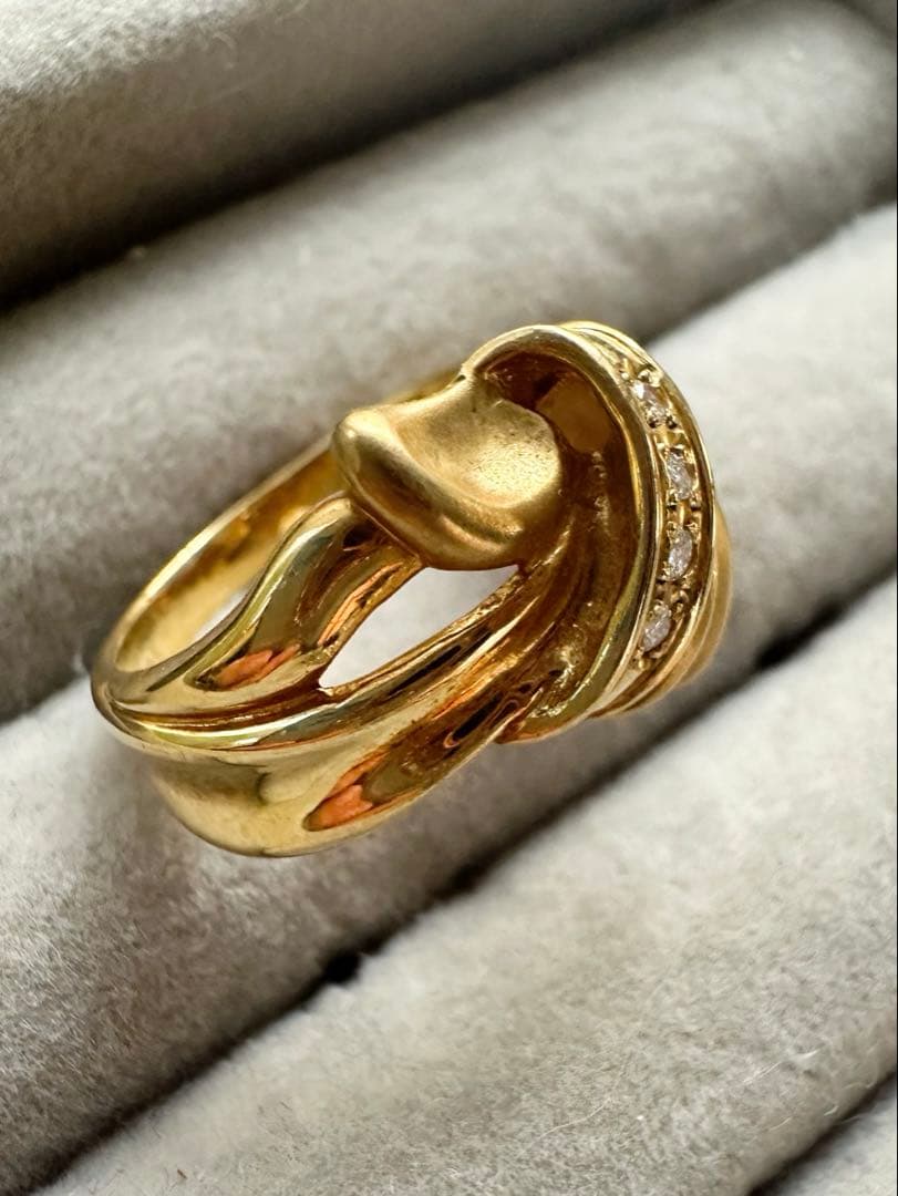 【早い者勝ち】K18ゴールド ウェーブデザインリング