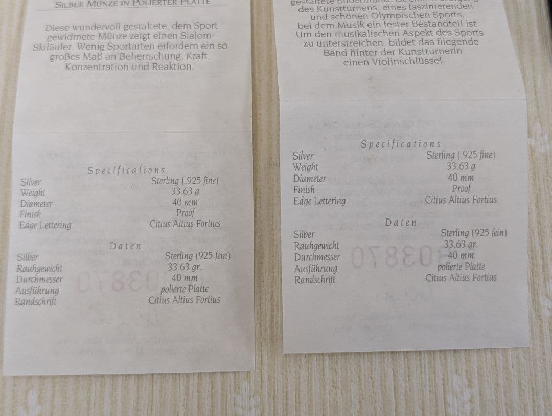 【希少品】オリンピック100年記念銀貨セット 1986-1989年