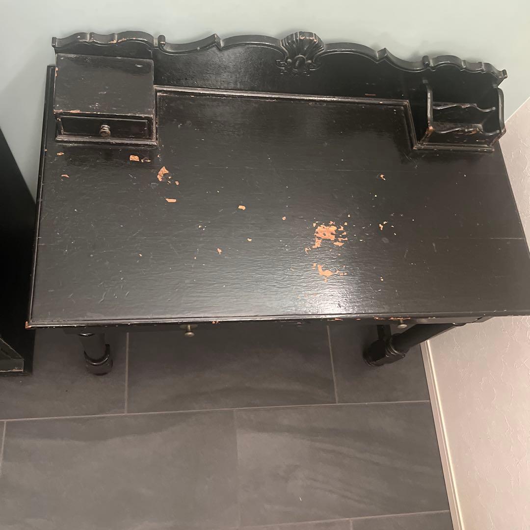 貴重　大正時代のアンティーク机黒文机 引き出し3つ付き