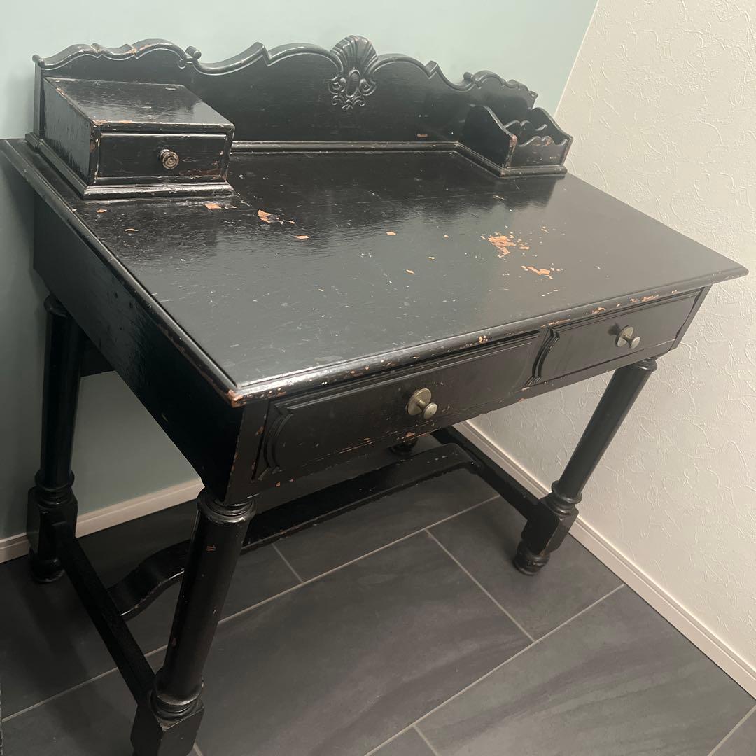 貴重　大正時代のアンティーク机黒文机 引き出し3つ付き