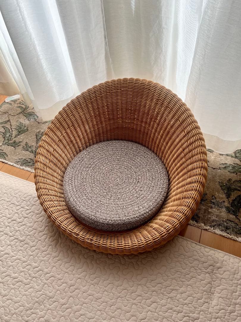 ラタンチェア　座椅子　籐椅子　レトロ　アンティーク