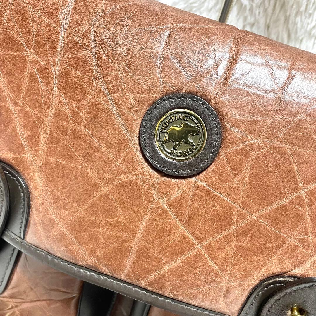 【極美品】ハンティングワールド バチューレザー メッセンジャーバッグ