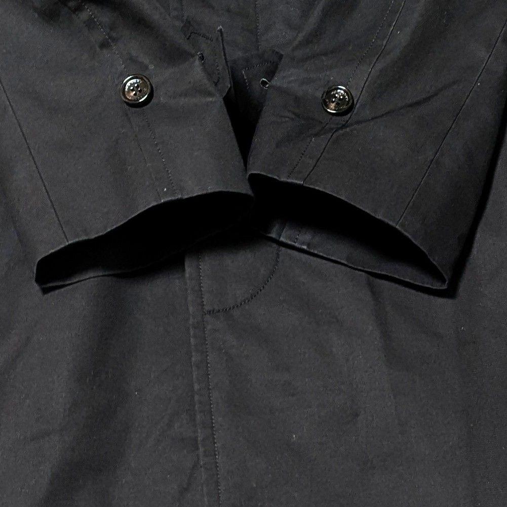 良品◎バーバリーロンドン ステンカラーコート メガチェック ライナー付 LL 黒