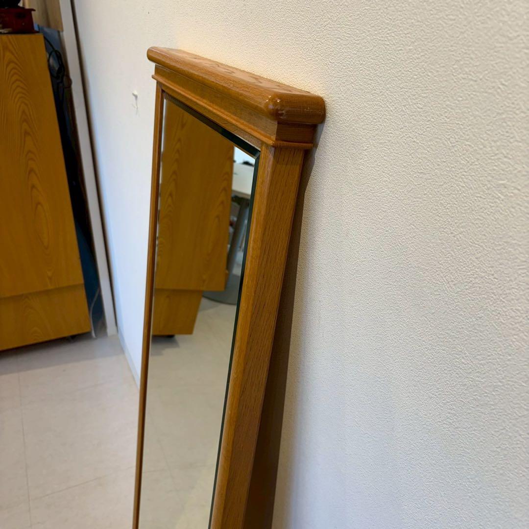 壁掛け鏡　ウォールミラー　姿見　木縁　木製フレーム