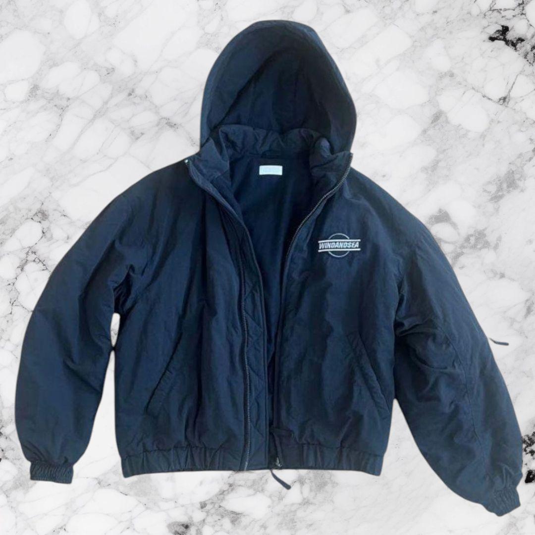 WIND AND SEA　ロゴ入り中綿ジャケット　フード取り外し可　S