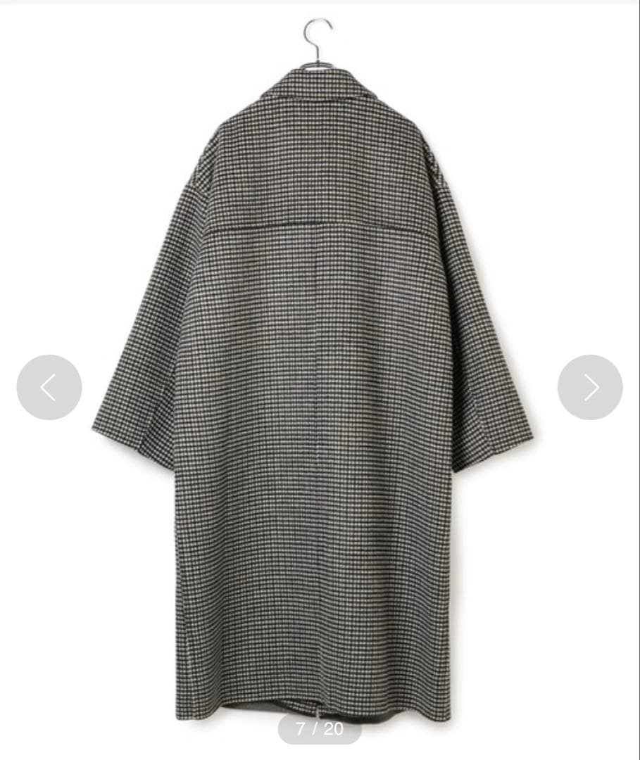 美品　ADAM ET ROPE' CHECKウールリバーコート　ロングコート