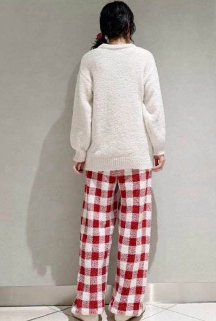 【新品】ジェラートピケストロベリージャガードプルオーバー&チェック柄ロングパンツ