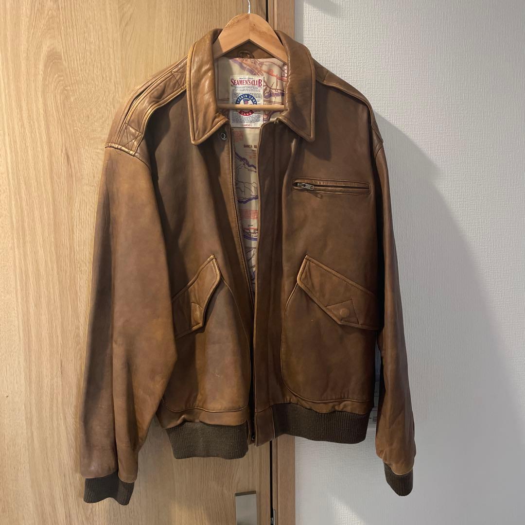 Captain santa バックプリントラムレザージャケット ブラウン