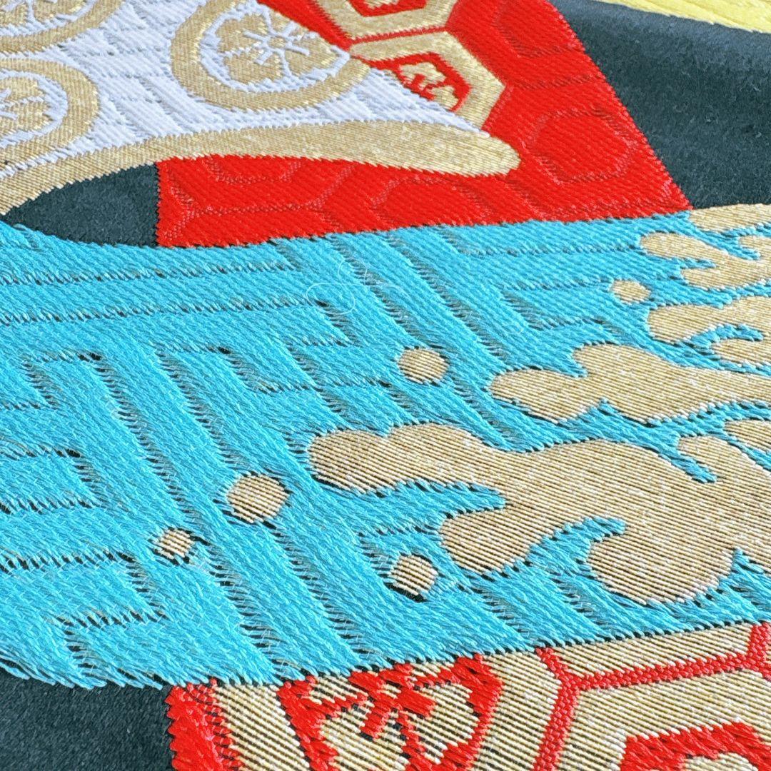 フルセット　七五三　7歳女の子　しぼり柄　鶴　流水　黒袋帯　刺繍　7065