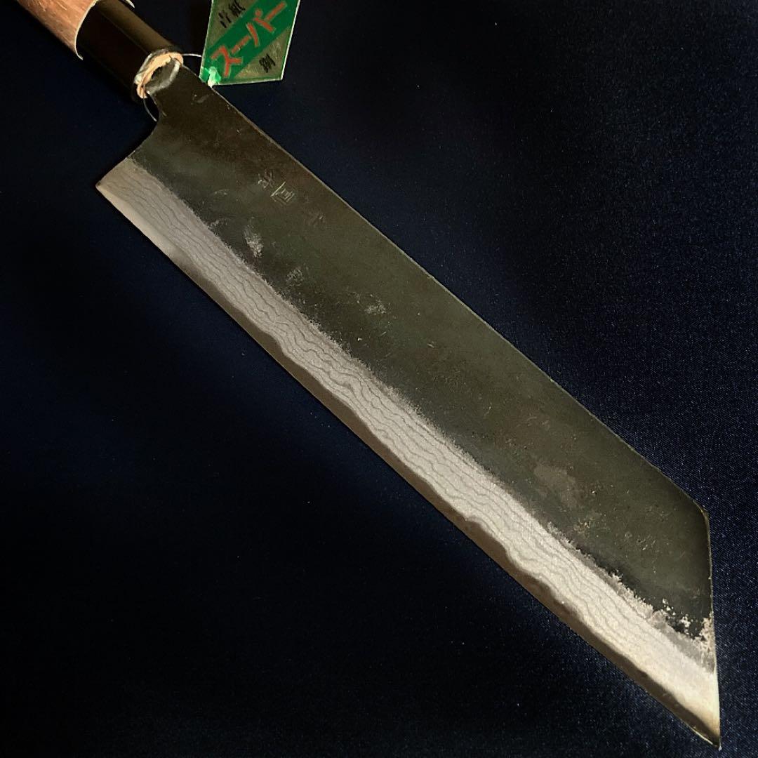 希少品　切付　包丁　240mm 青紙スーパー　ダマスカス　忠義鍛造　土佐　黒打