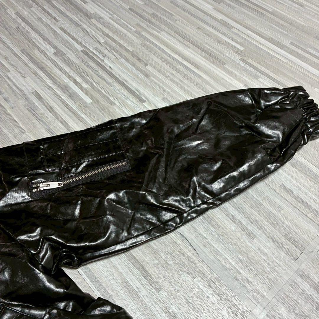 ZARA ザラ MA-1 ビニールエフェクトボンバージャケット ブラック XL